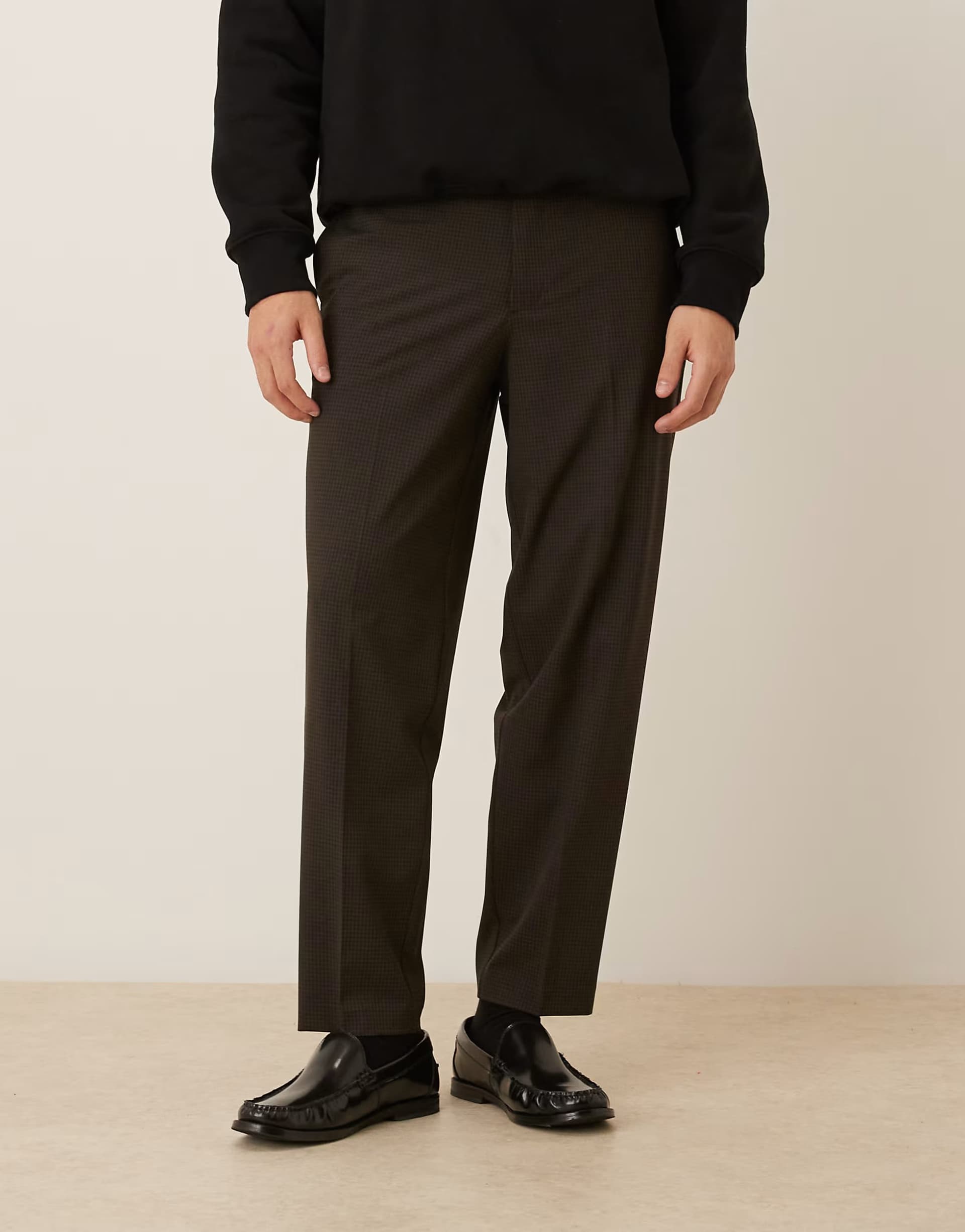 ASOS ASOS DESIGN tailored oversized tapered trouser in brown check