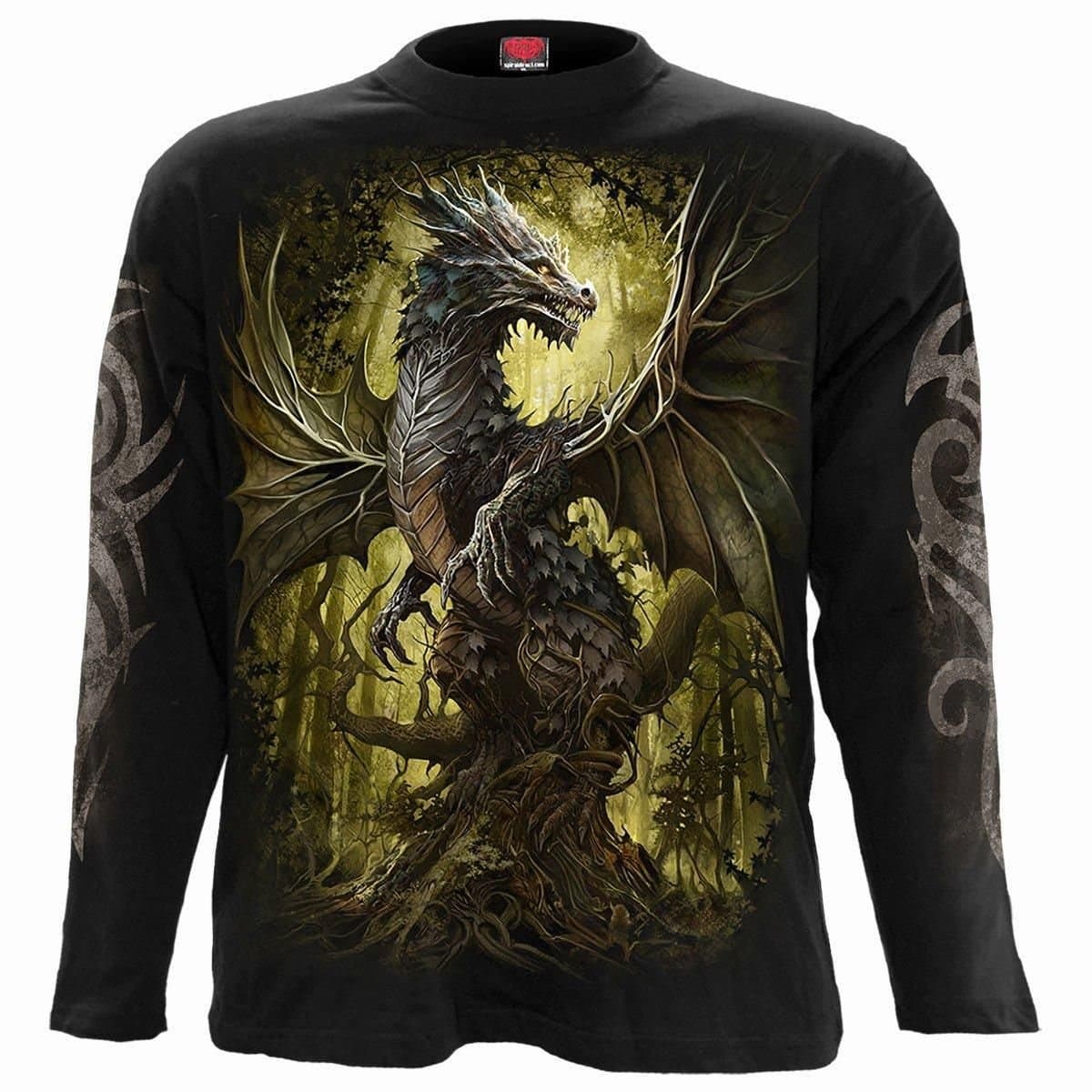 Spiral Spiral Men's OAK DRAGON - Longsleeve T-Shirt Black