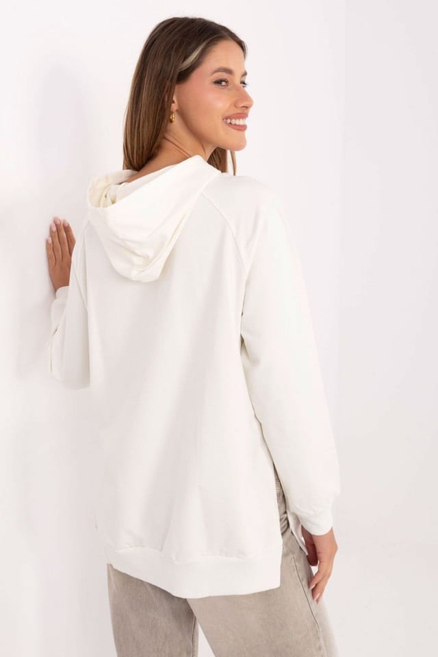 Love Lace Love Lace Women's Oversized Cotton Hoodie Sweatshirt with Pocket in White - 3
