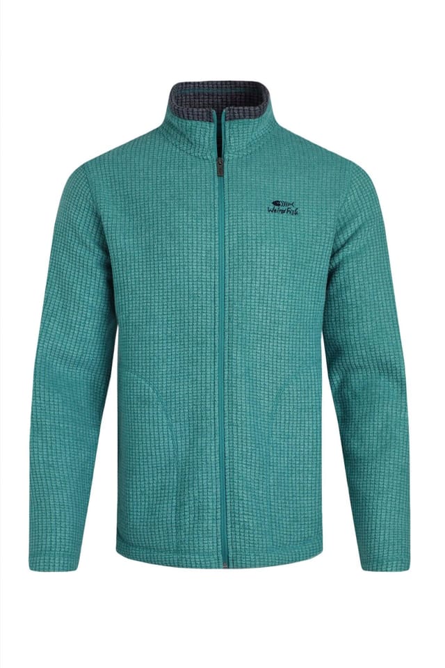 Weird Fish Weird Fish Men's Shires Full Zip Grid Fleece in Teal - 2