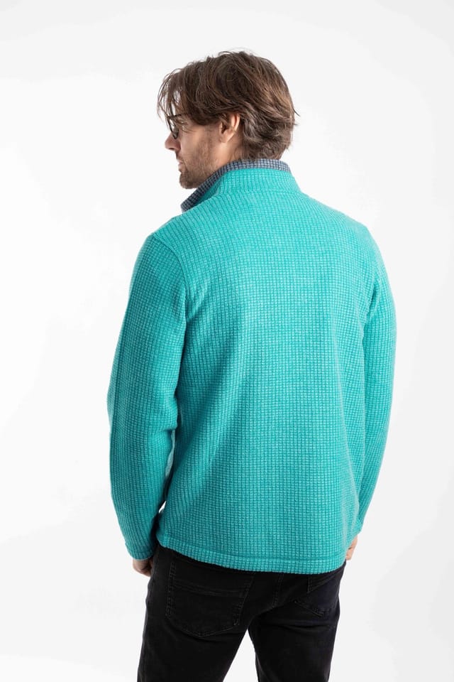 Weird Fish Weird Fish Men's Shires Full Zip Grid Fleece in Teal - 3