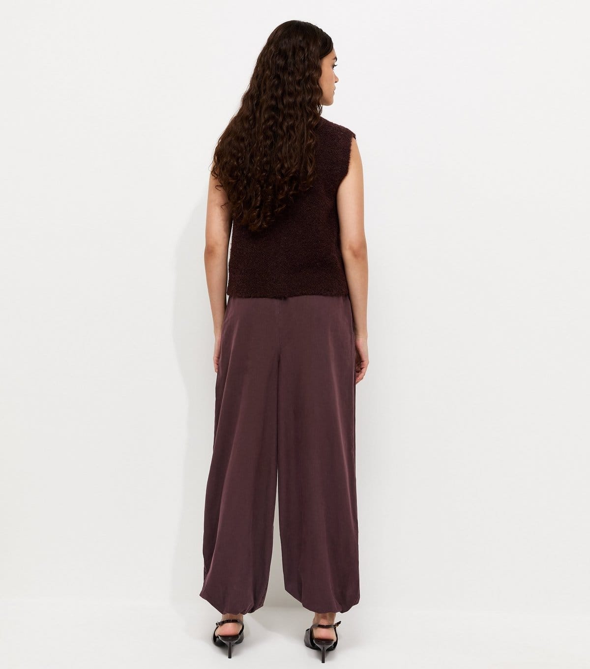 New Look Women's Dark Brown Cotton Cuffed Wide Leg Trousers New Look - 4