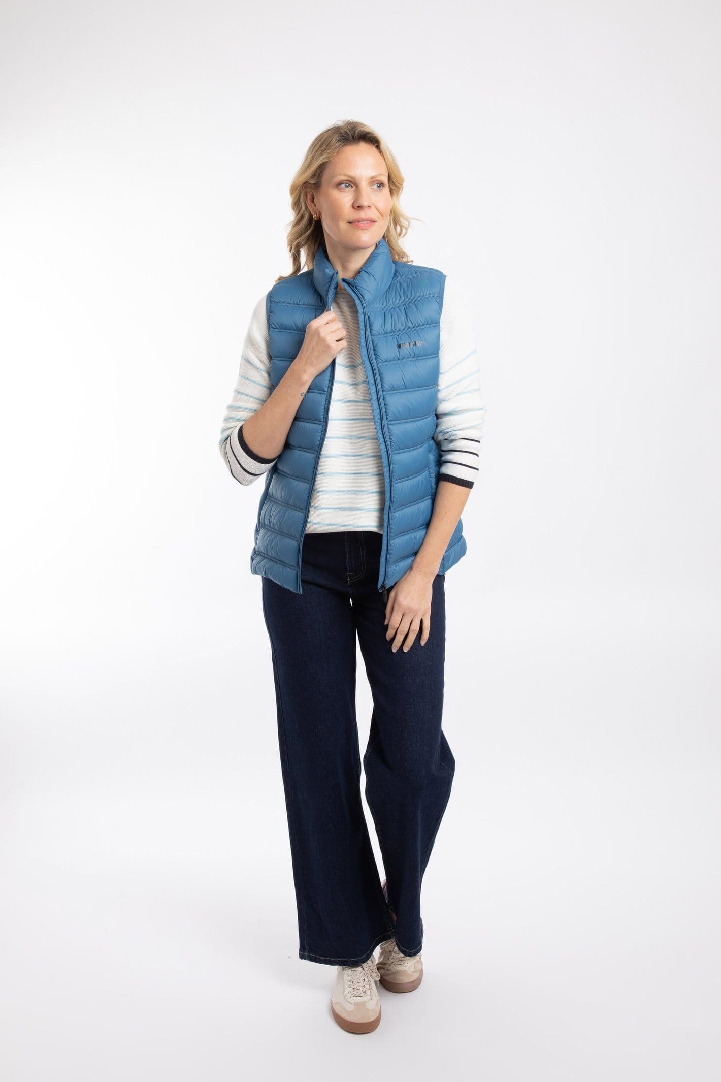 Weird Fish Weird Fish Women's Atissa Lightweight Padded Gilet in Mid Blue - 4