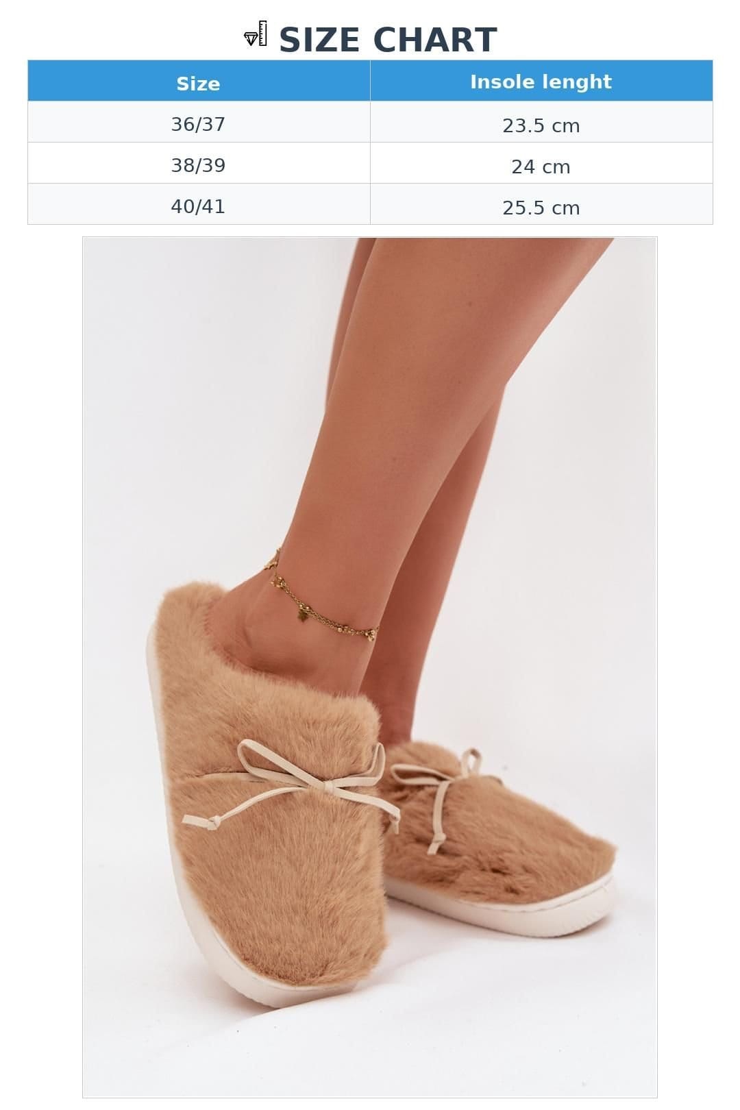 Love Lace Love Lace Women's Fur Bow Front Soft Insole Cozy Step Slippers for Home Wear in Camel - 4