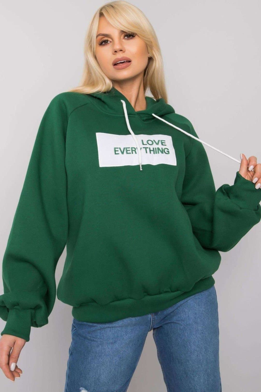 Love Lace Love Lace Green Embroidered Logo Hooded Sweatshirt