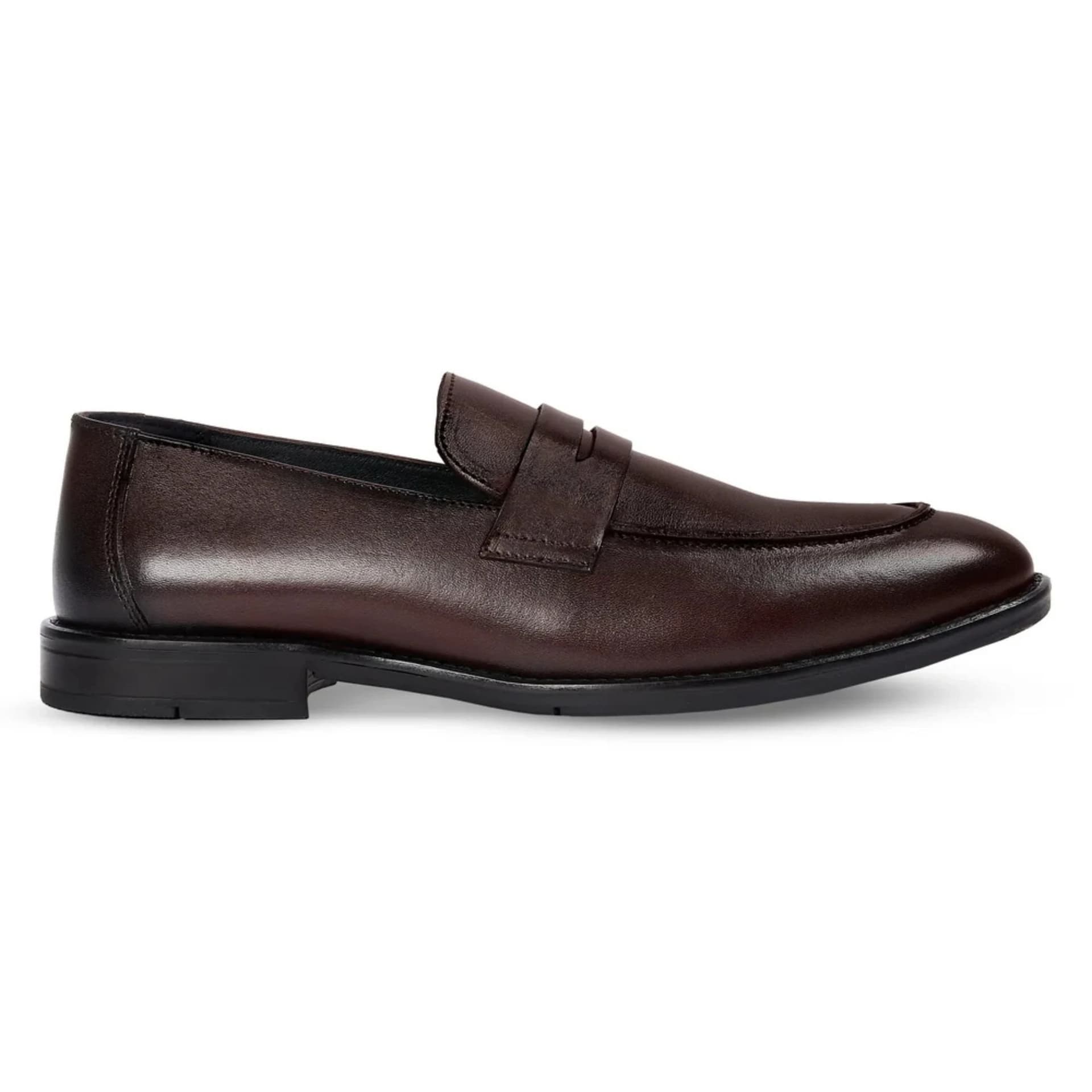 Paul Andrew Paul Andrew Men's Classic Moc Toe Slip-On Leather Penny Loafers in Brown