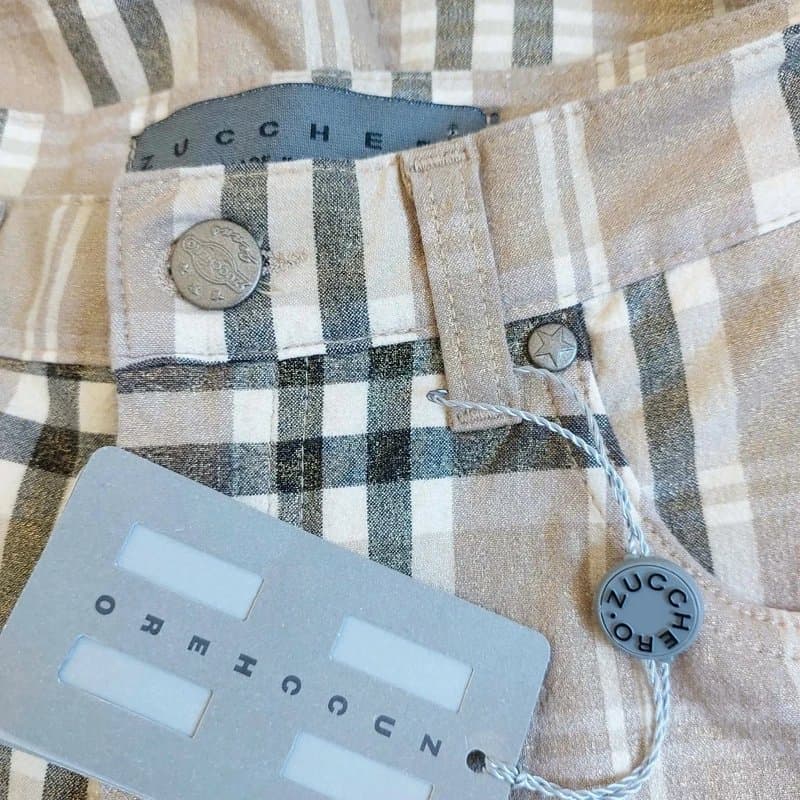Zucchero Zucchero made in italy beige checked trousers size uk 10