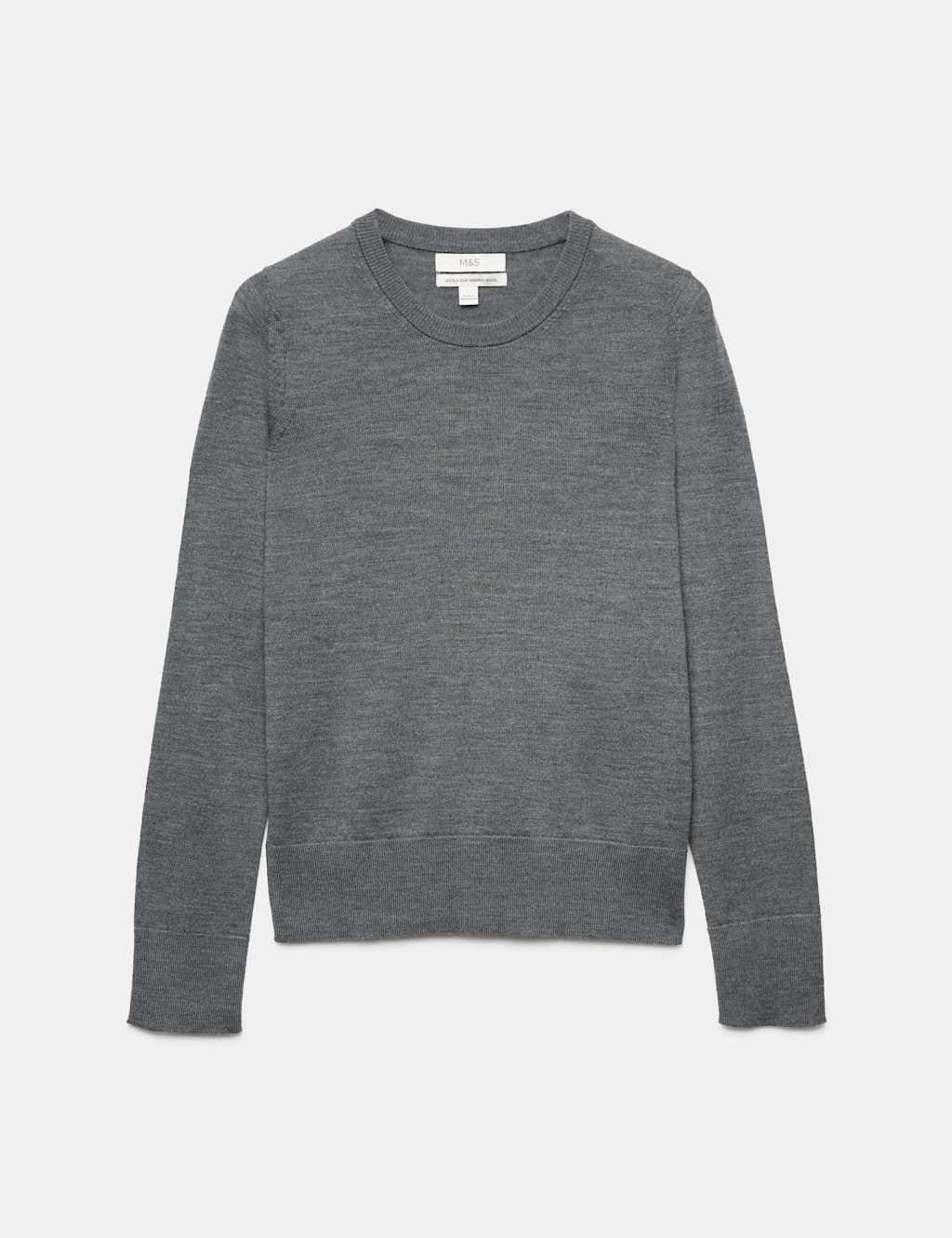 M&S Charcoal Merino Wool Crew Neck Jumper