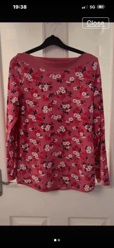 TU Pink Floral Long Sleeve Top Size 12