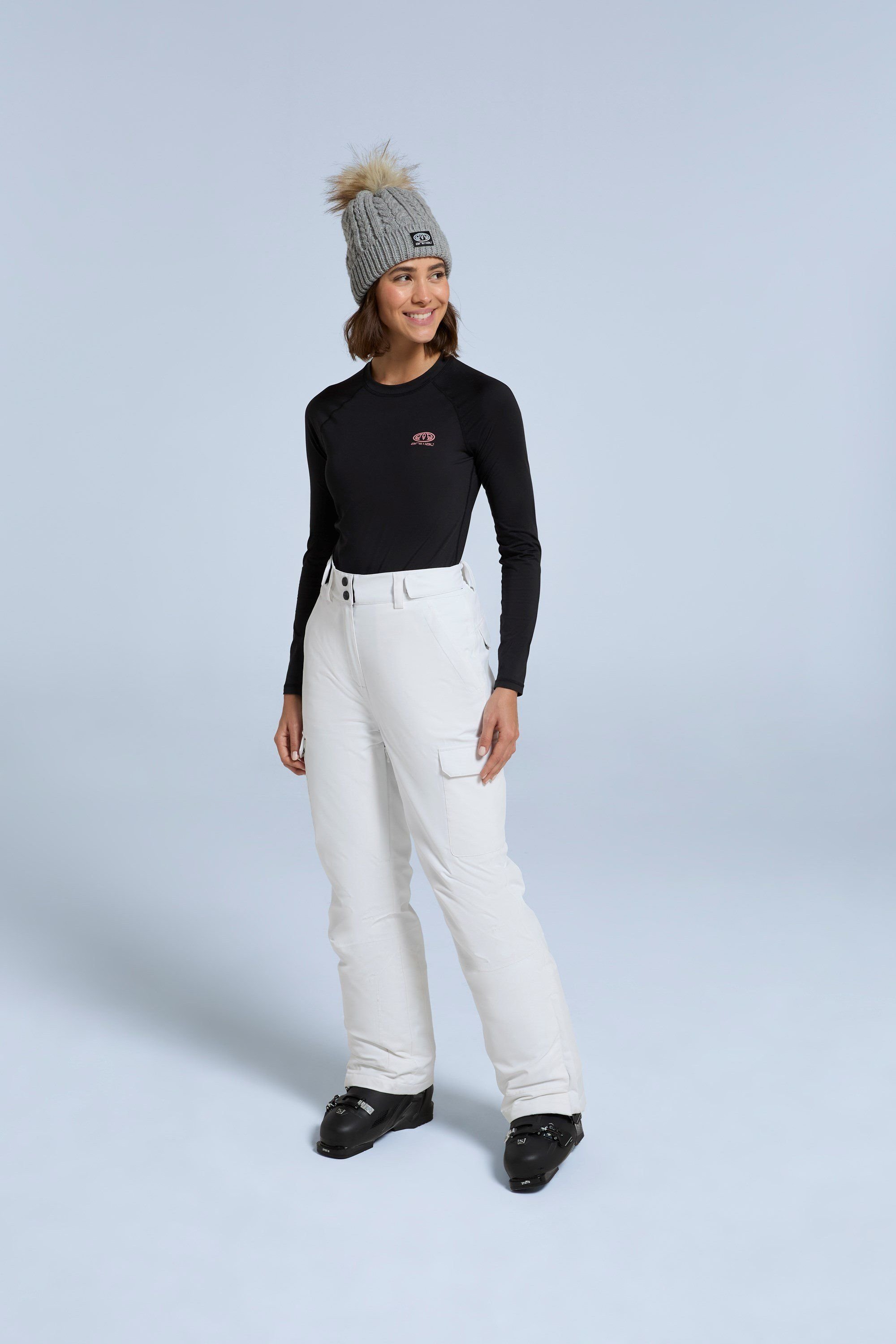 Animal Animal Women's 'Glaze' Insulated Snow Pants Warm Adjustable Waist Warm Winter Trouser in White - 3