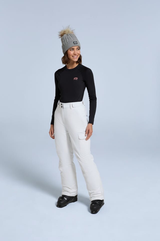 Animal Animal Women's 'Glaze' Insulated Snow Pants Warm Adjustable Waist Warm Winter Trouser in White - 3