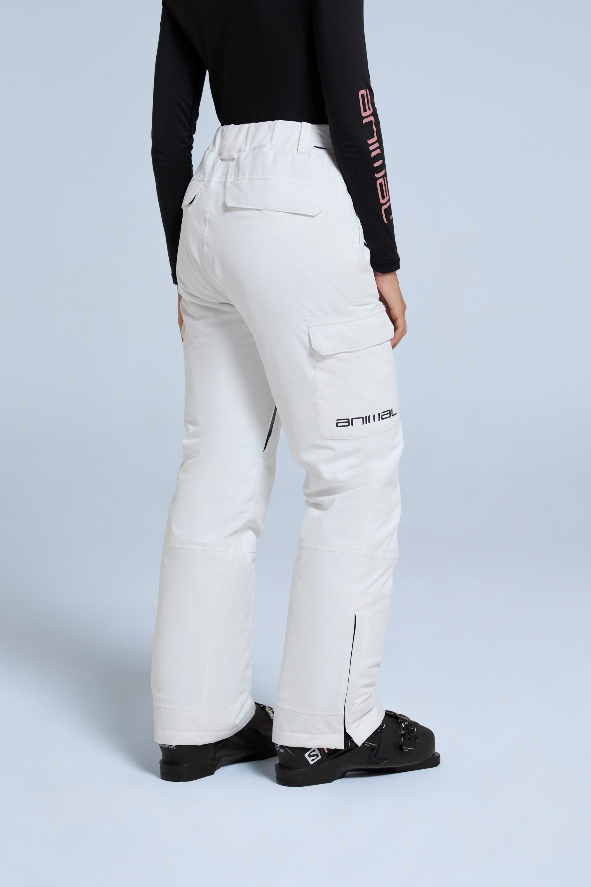 Animal Animal Women's 'Glaze' Insulated Snow Pants Warm Adjustable Waist Warm Winter Trouser in White - 4