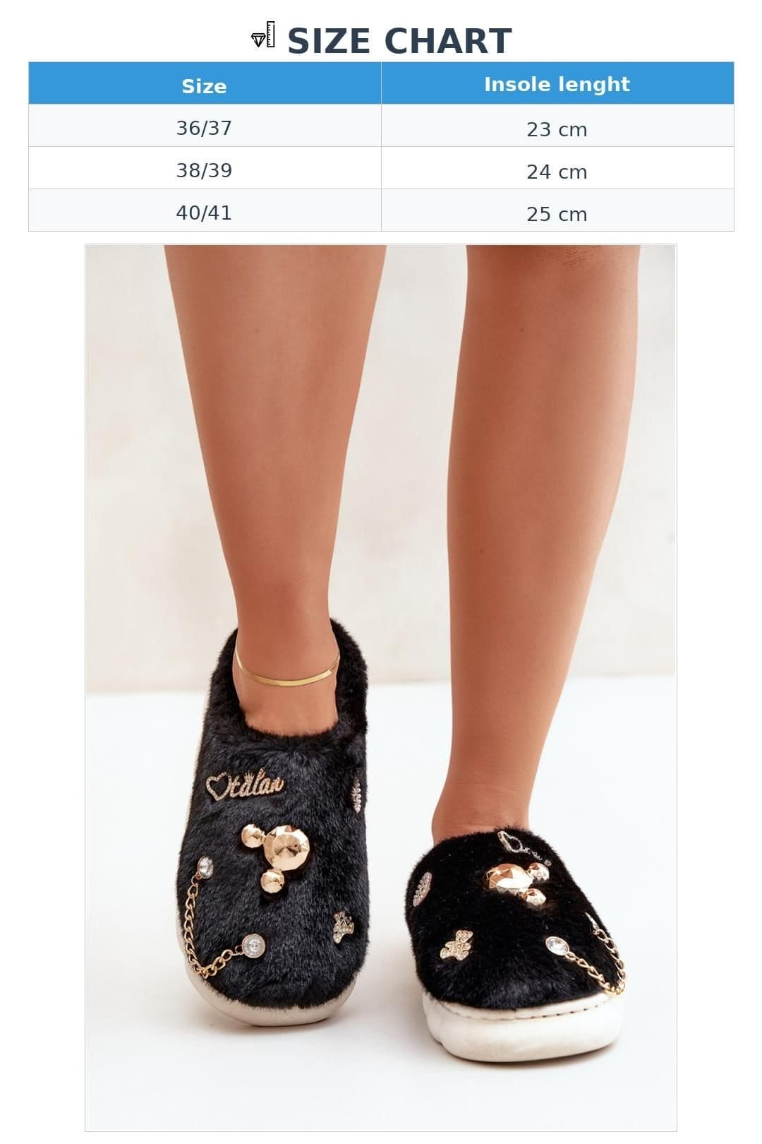 Love Lace Love Lace Women's Trendy Fur Home Slippers with Soft Warm Comfort for Cold Days in Black - 4