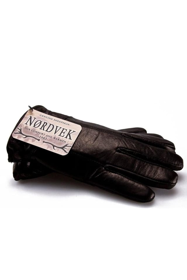 Nordvek Nordvek Men's Leather Gloves With Sheepskin & Lambswool Lining in Black - 3