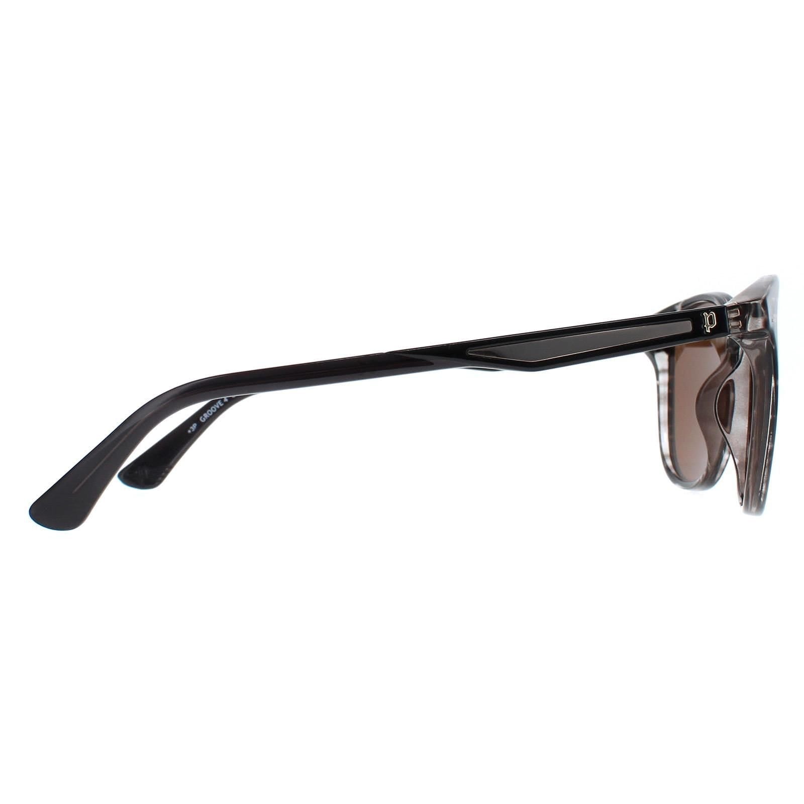 Police Police Men's Round Striped Grey Brown Polarized SPLF18E - 4