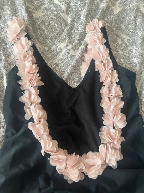 New Look Black and Pink Floral Scoop Back Swimsuit