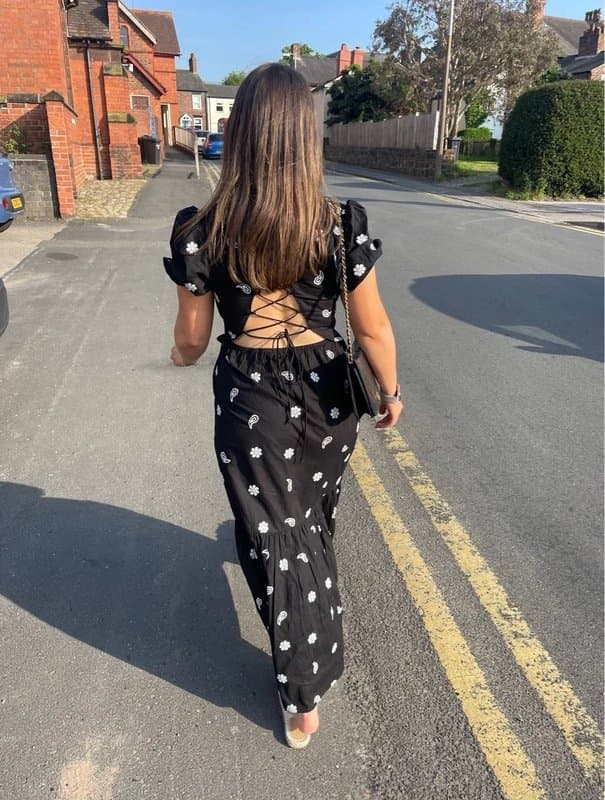 Never Fully Dressed Never Fully Dressed Black Patterned Maxi Dress Size 10