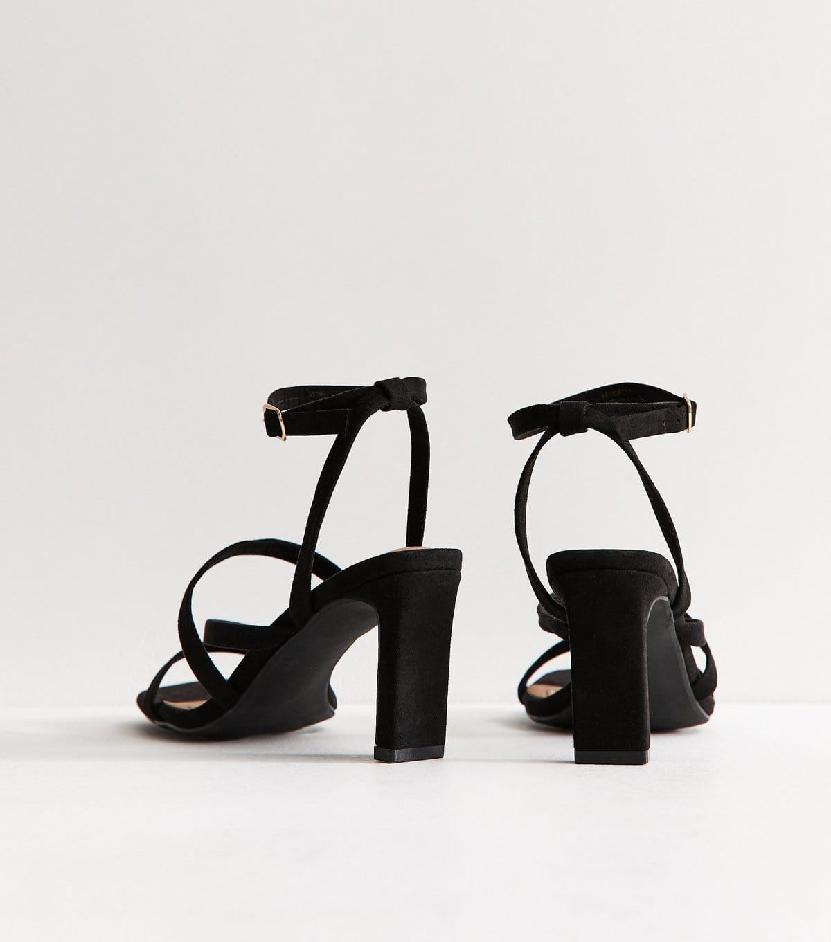 New Look Women's Black Faux Suede Strappy Heeled Sandals Vegan New Look - 4