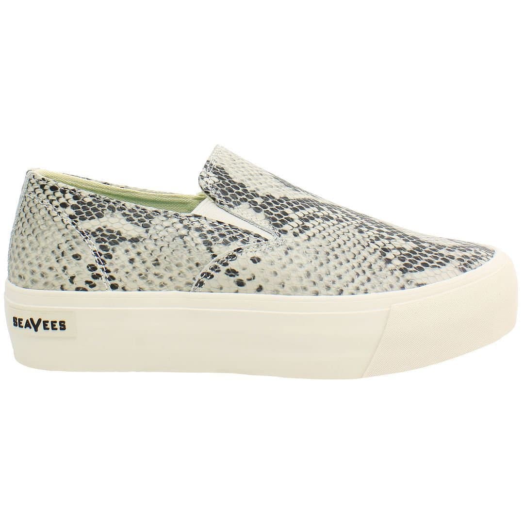 Seavees Seavees Beige Snake Leather Slip-On Plimsolls