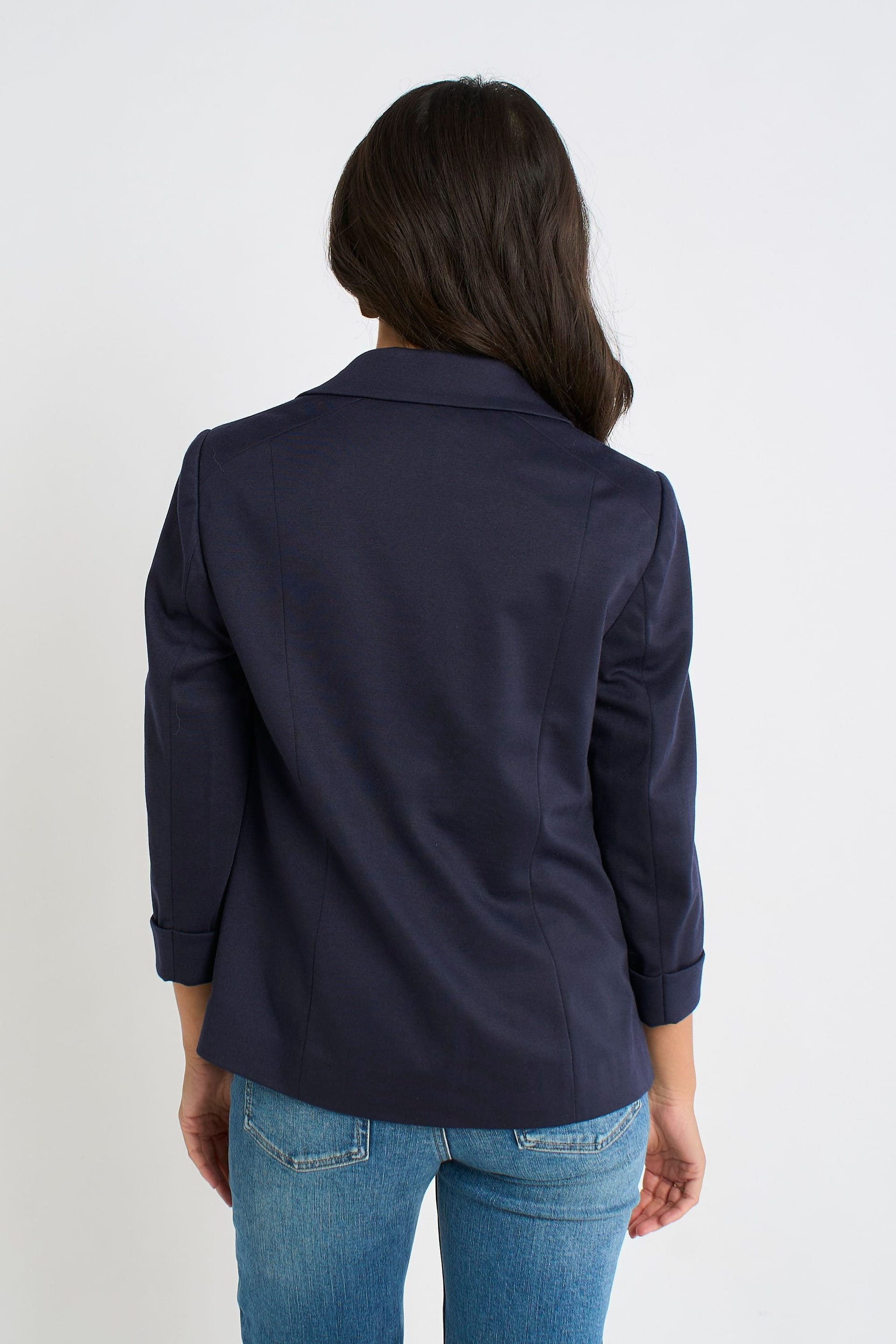 Gini London Gini London Women's Navy Ponte Edge to Edge Jacket - 4