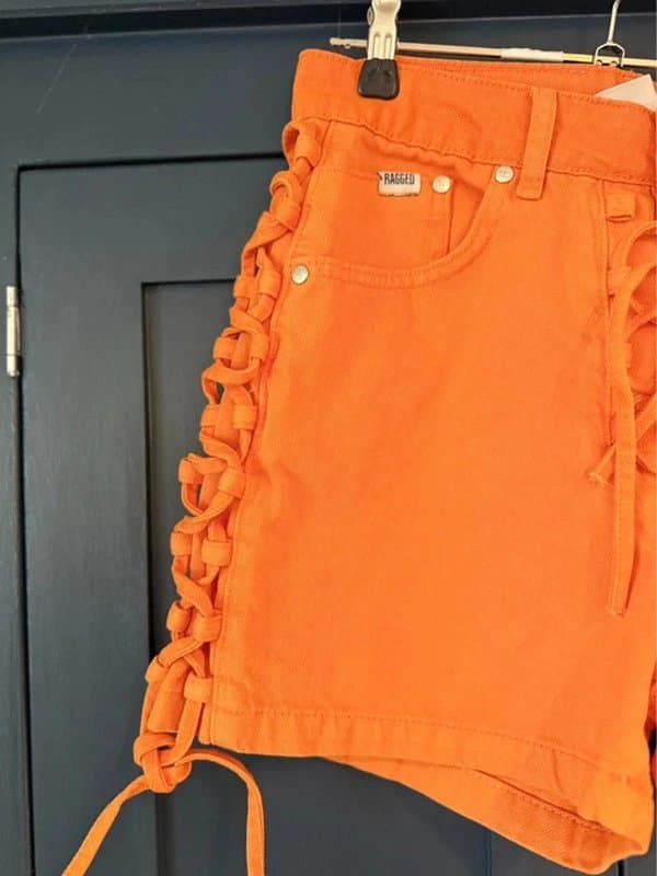 the Ragged priest The Ragged Priest Shorts BNWT Orange Shorts Denim Lace Up W28 UK 10