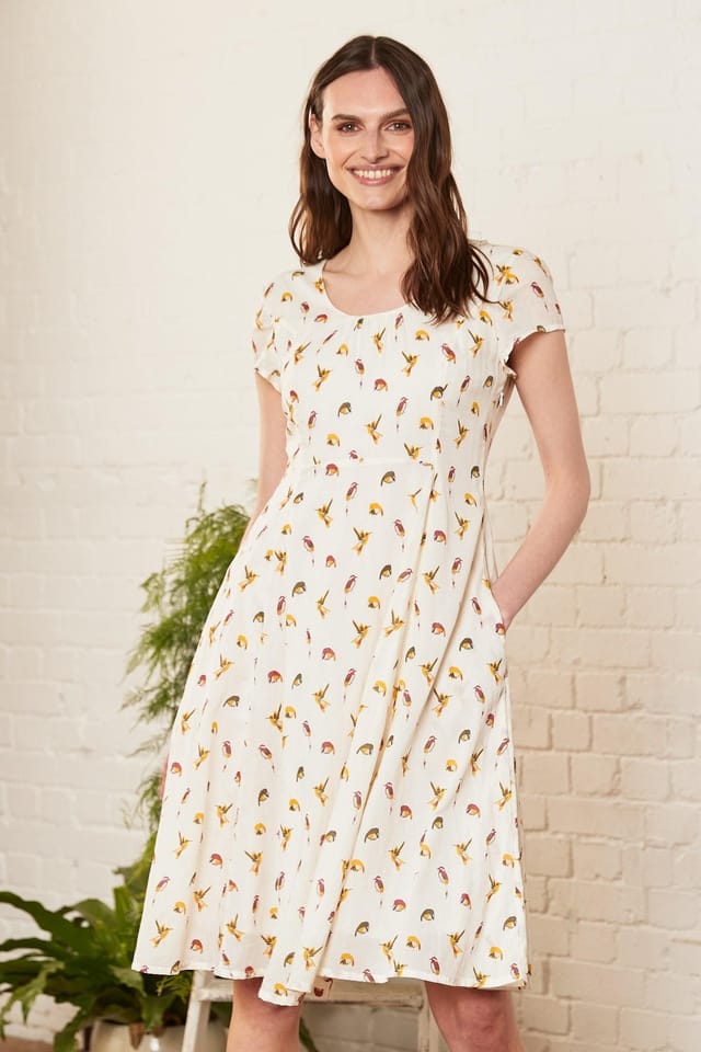 Nomads Clothing Nomads Clothing Women's BCI Cotton Fit & Flare Dress in Ivory - 3