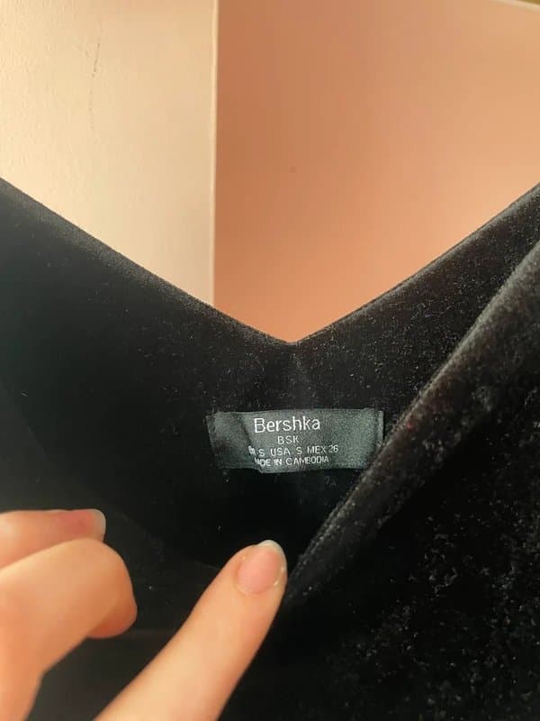 Bershka Black velvet cami top