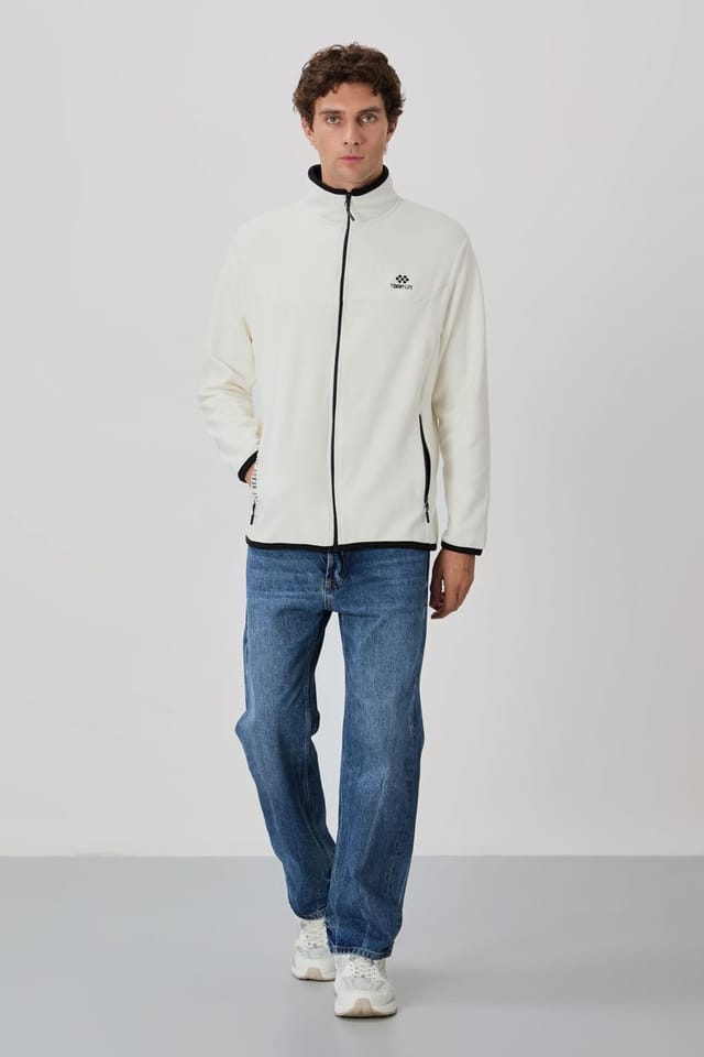 Tommy Life Tommy Life Men's Plush Zip-front Sweatshirt in Off-White - 2
