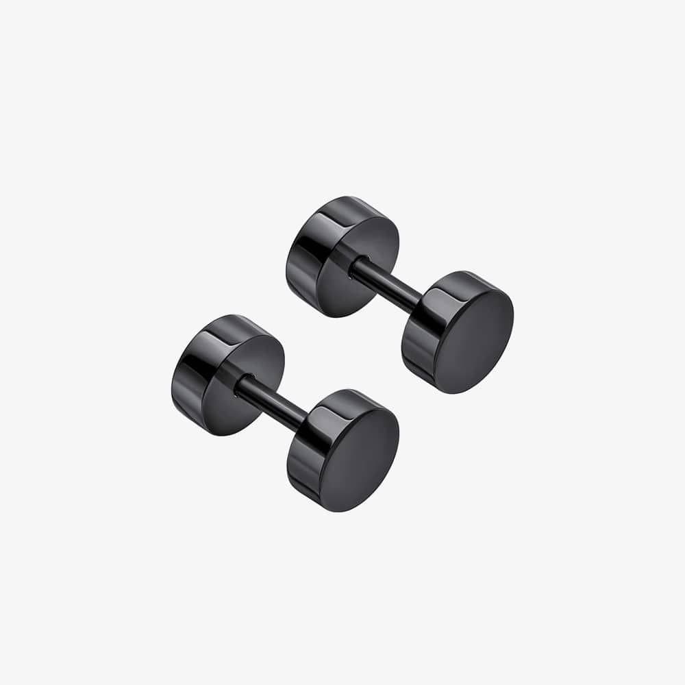 Fred Bennett Fred Bennett Men's Plain Round Black Stud Earrings E6395