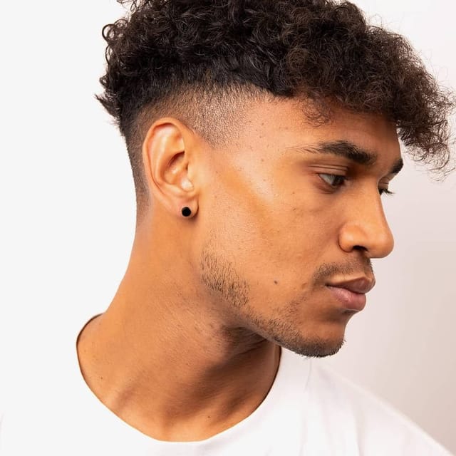 Fred Bennett Fred Bennett Men's Plain Round Black Stud Earrings E6395 - 3