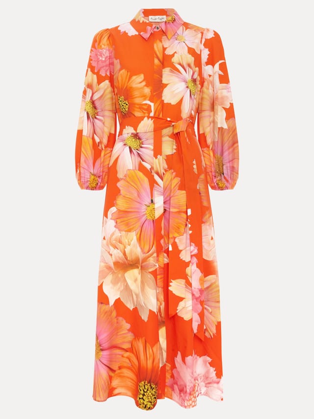 Phase Eight Phase Eight Women's Kristina Floral Shirt Dress in Tangerine - 2