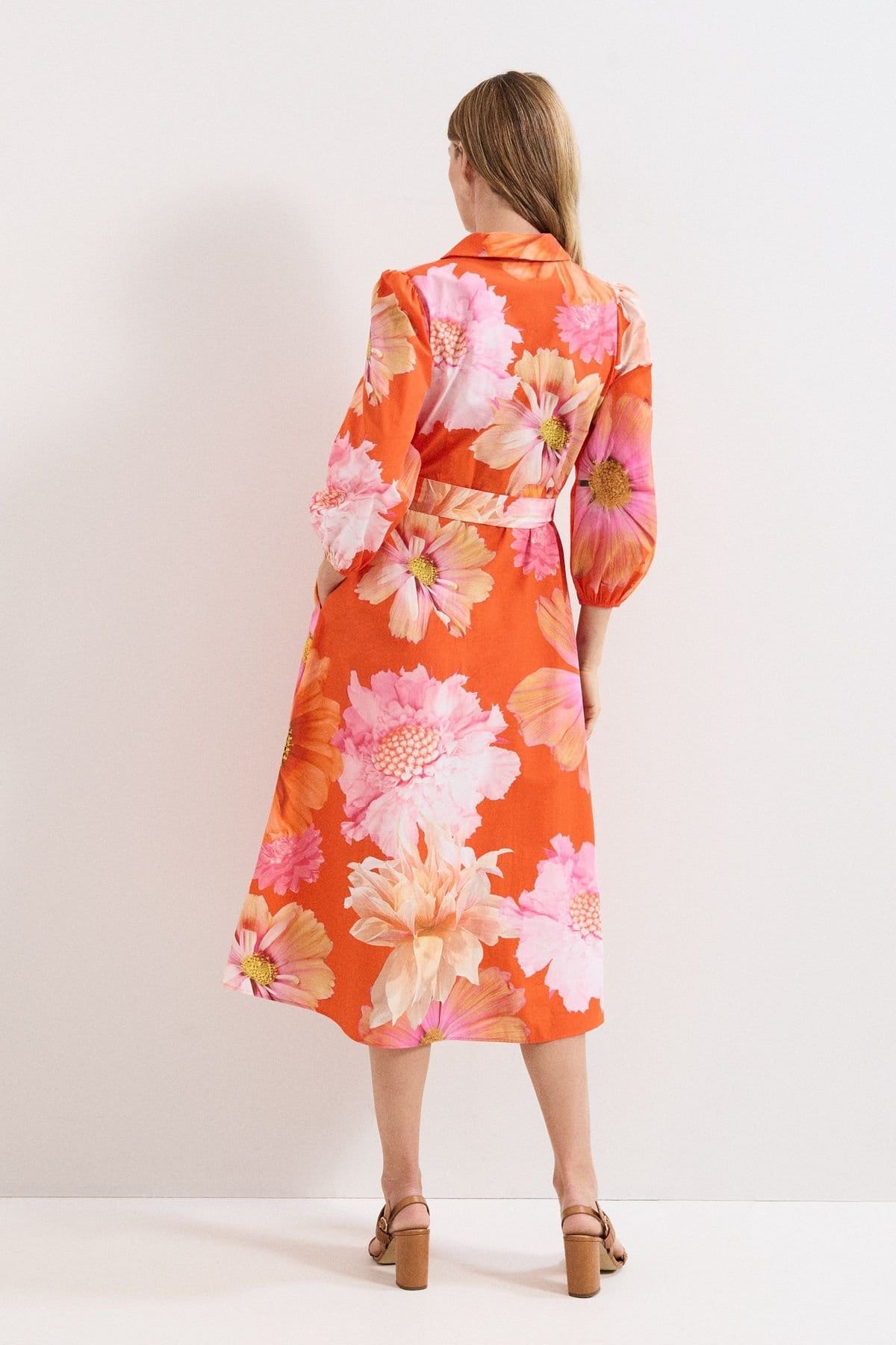 Phase Eight Phase Eight Women's Kristina Floral Shirt Dress in Tangerine - 4