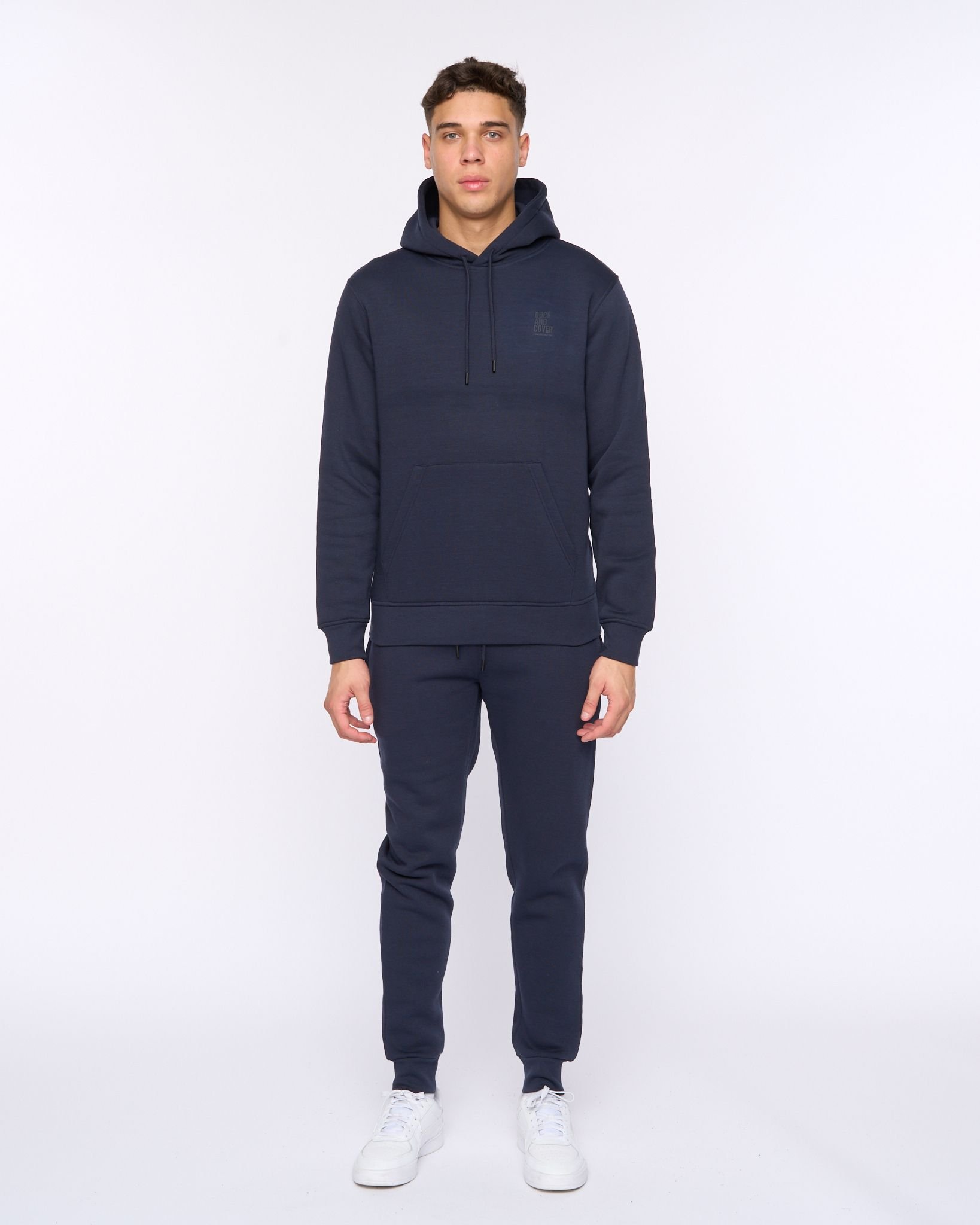 Duck&Cover Duck&Cover Merchell Men's Premium Cotton-Rich Hoodie & Cuffed Jogger Two-Piece Set in Navy - 2