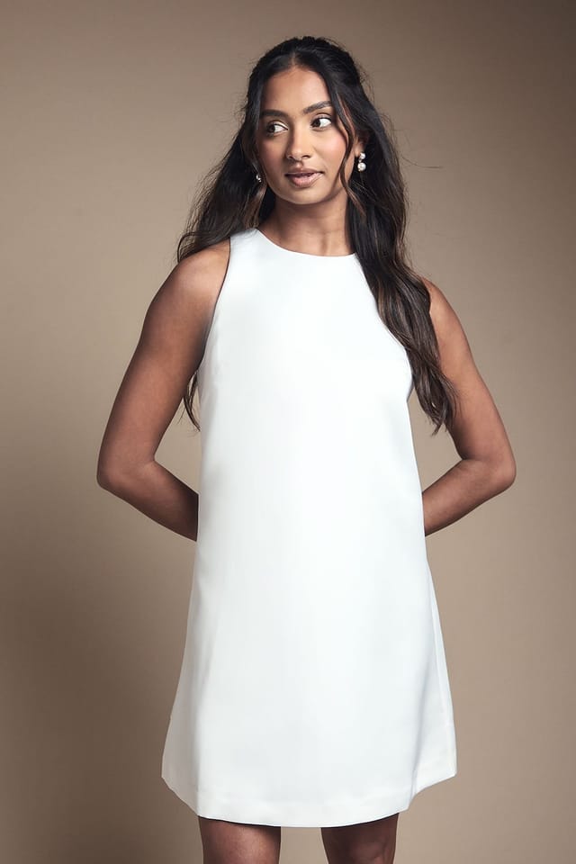 Coast Coast Women's Bow Structured Satin Bridal Mini Dress in Ivory - 2