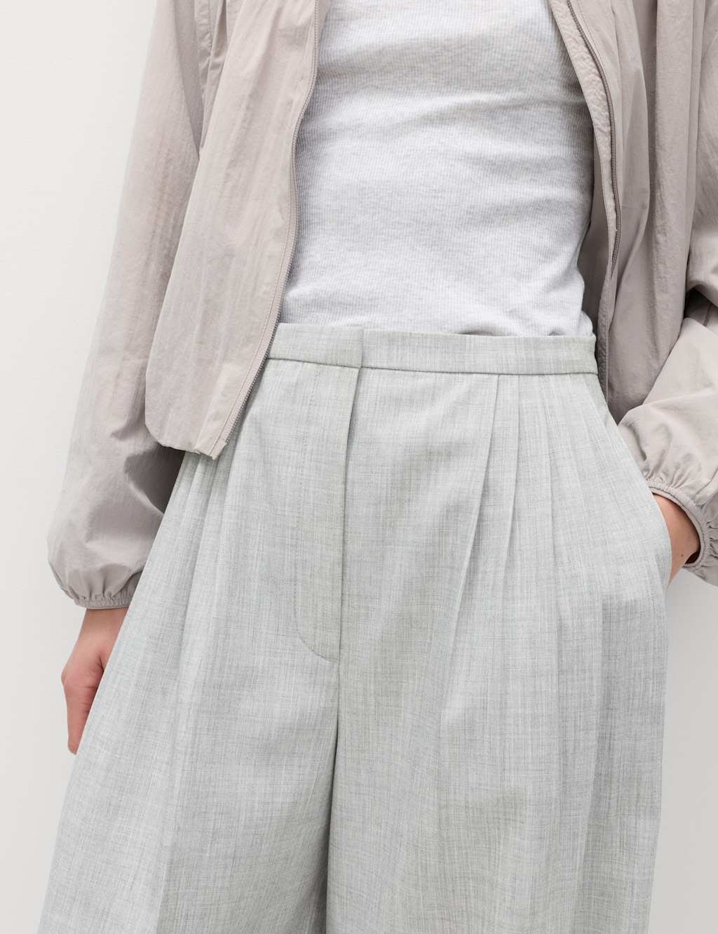 Marks & Spencer M&S Pleat Front Wide Leg Palazzo Trousers Grey - 2