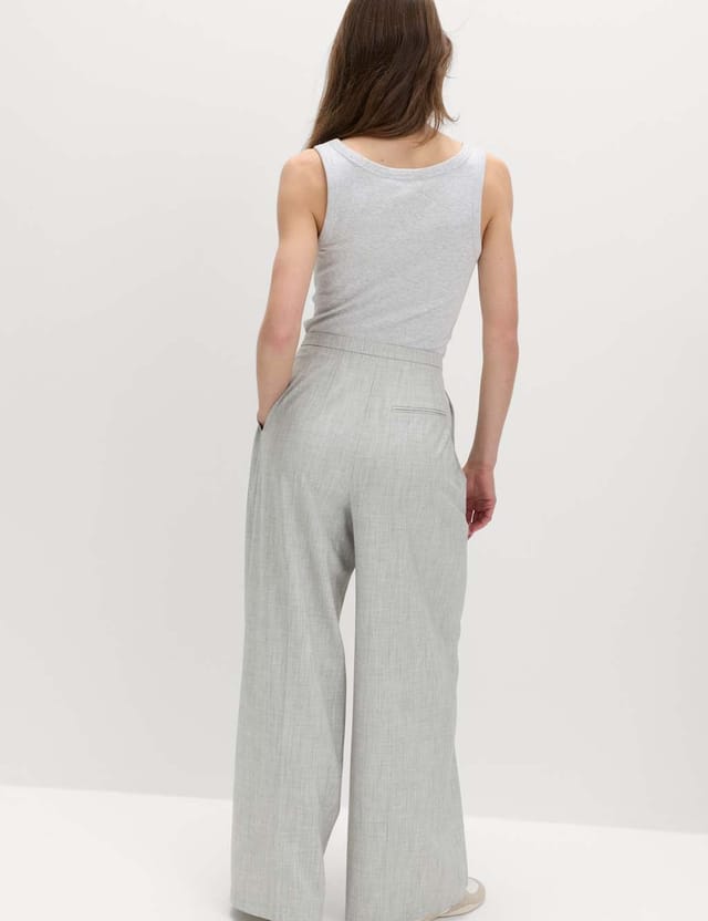 Marks & Spencer M&S Pleat Front Wide Leg Palazzo Trousers Grey - 3