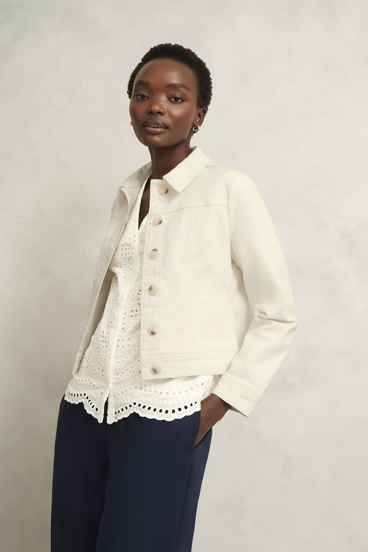 Hobbs London Hobbs London Off-White Cotton Jacket