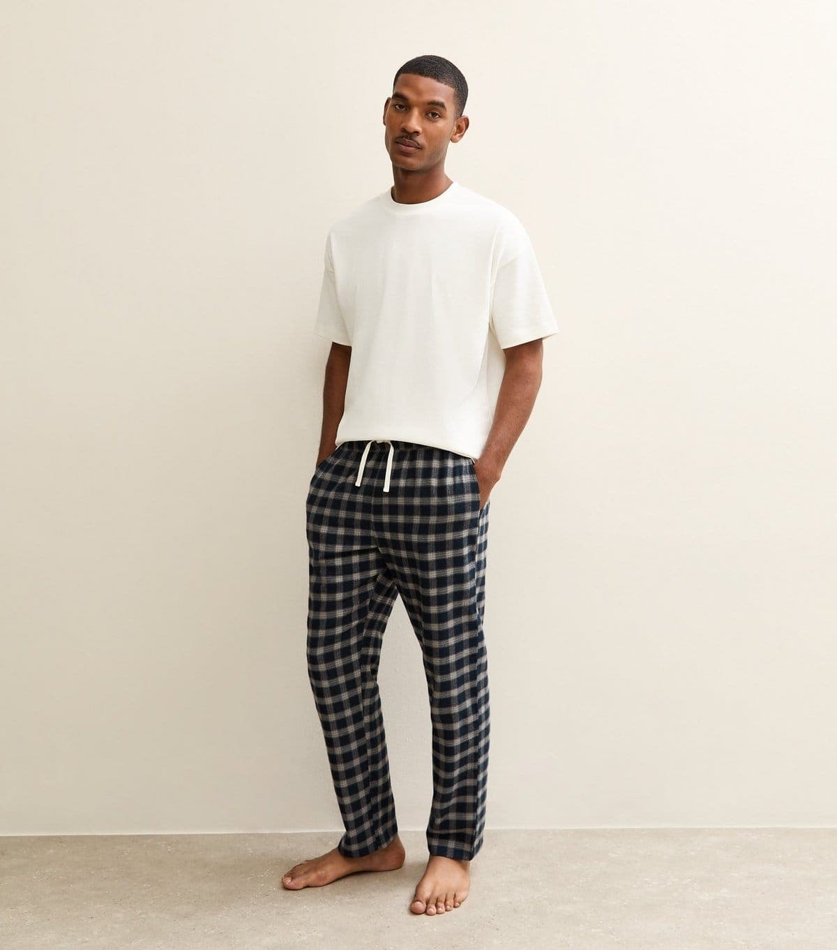 New Look Men's Blue Relaxed Check Pyjama Bottoms New Look