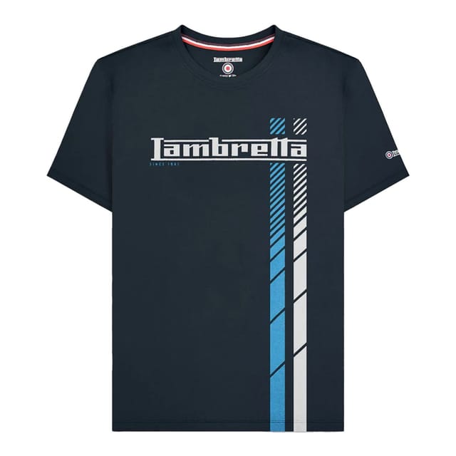 Lambretta Lambretta Men's SS25 Racing Stripe T-Shirt in Mid Navy - 2