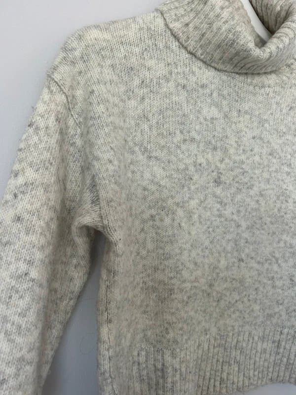 New Look New Look Grey Speckled Roll Neck Chunky Knit Jumper Sweater Pullover UK S / EU 36 Cosy Winter