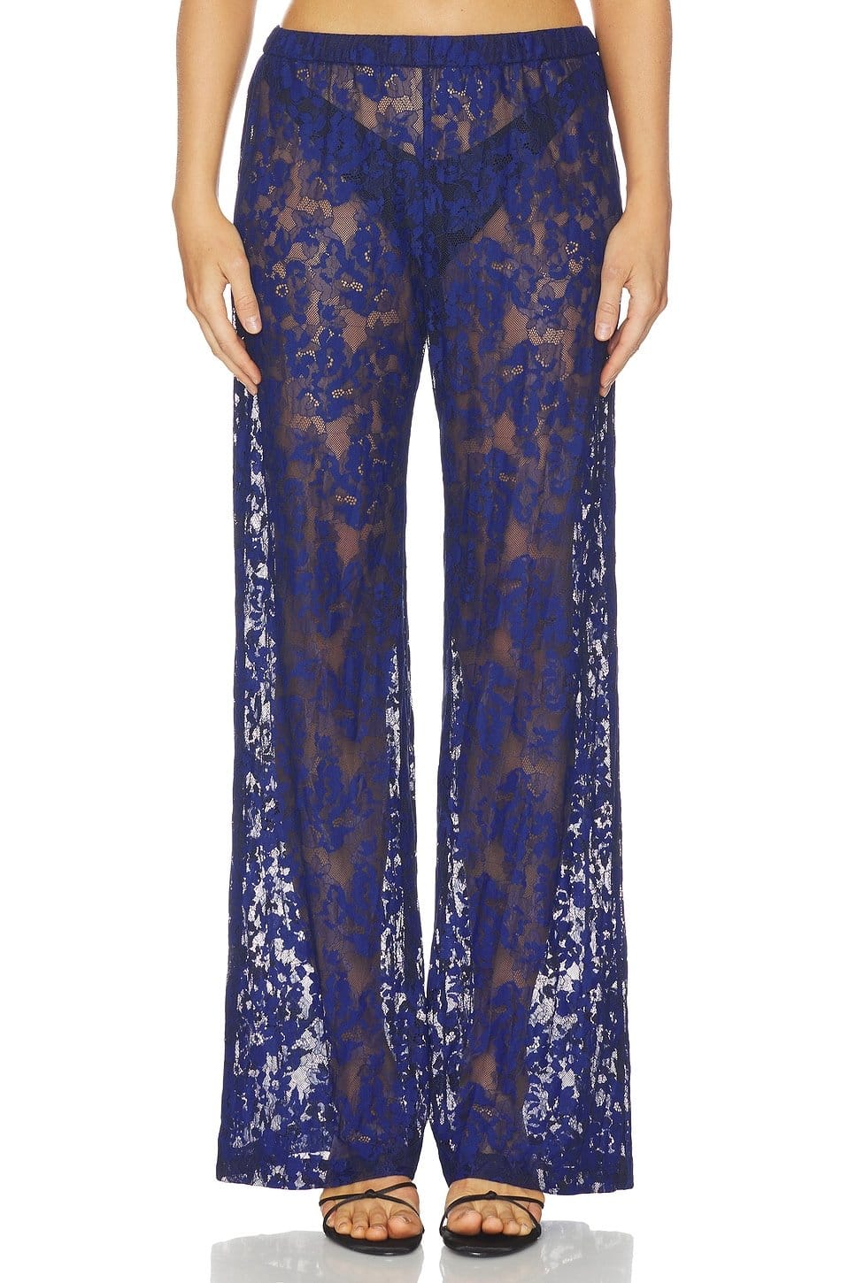 Revolve Navy Lace Wide-Leg Pants