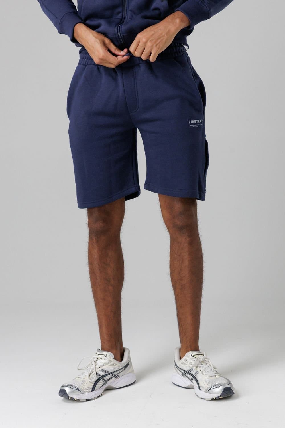 Firetrap Firetrap Men's Regular Fit Cotton Blend Fleece Shorts with Drawstring Waist in Dark Navy