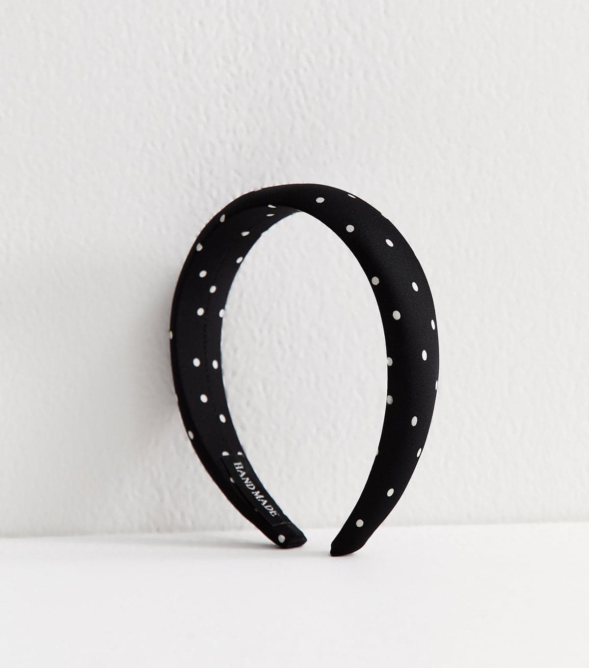 New Look Black Satin Polka Dot Padded Headband New Look