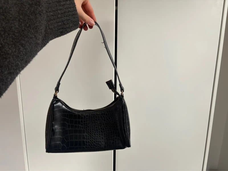 New Look Black Snakeskin Leather Mini Shoulder Bag