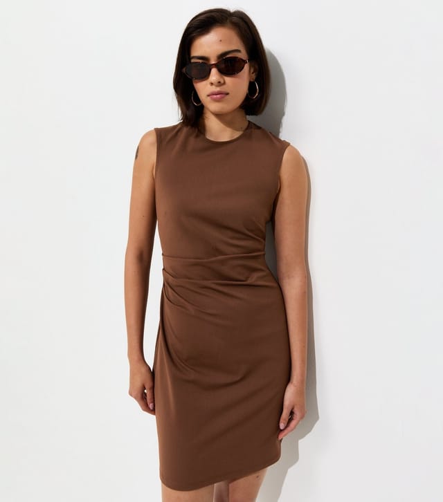 New Look Women's Dark Brown Ruched Waist Sleeveless Mini Dress New Look - 2