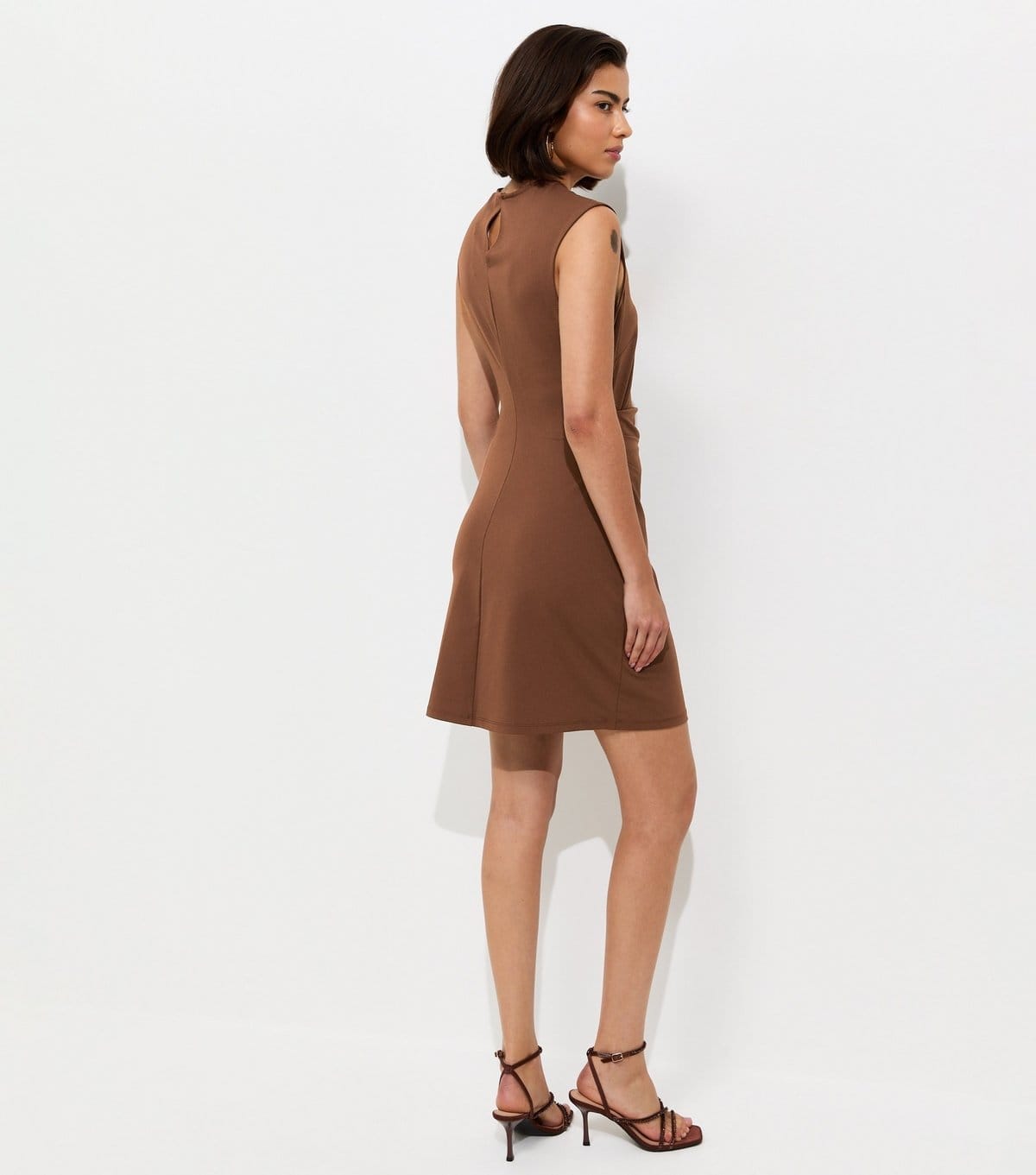 New Look Women's Dark Brown Ruched Waist Sleeveless Mini Dress New Look - 4