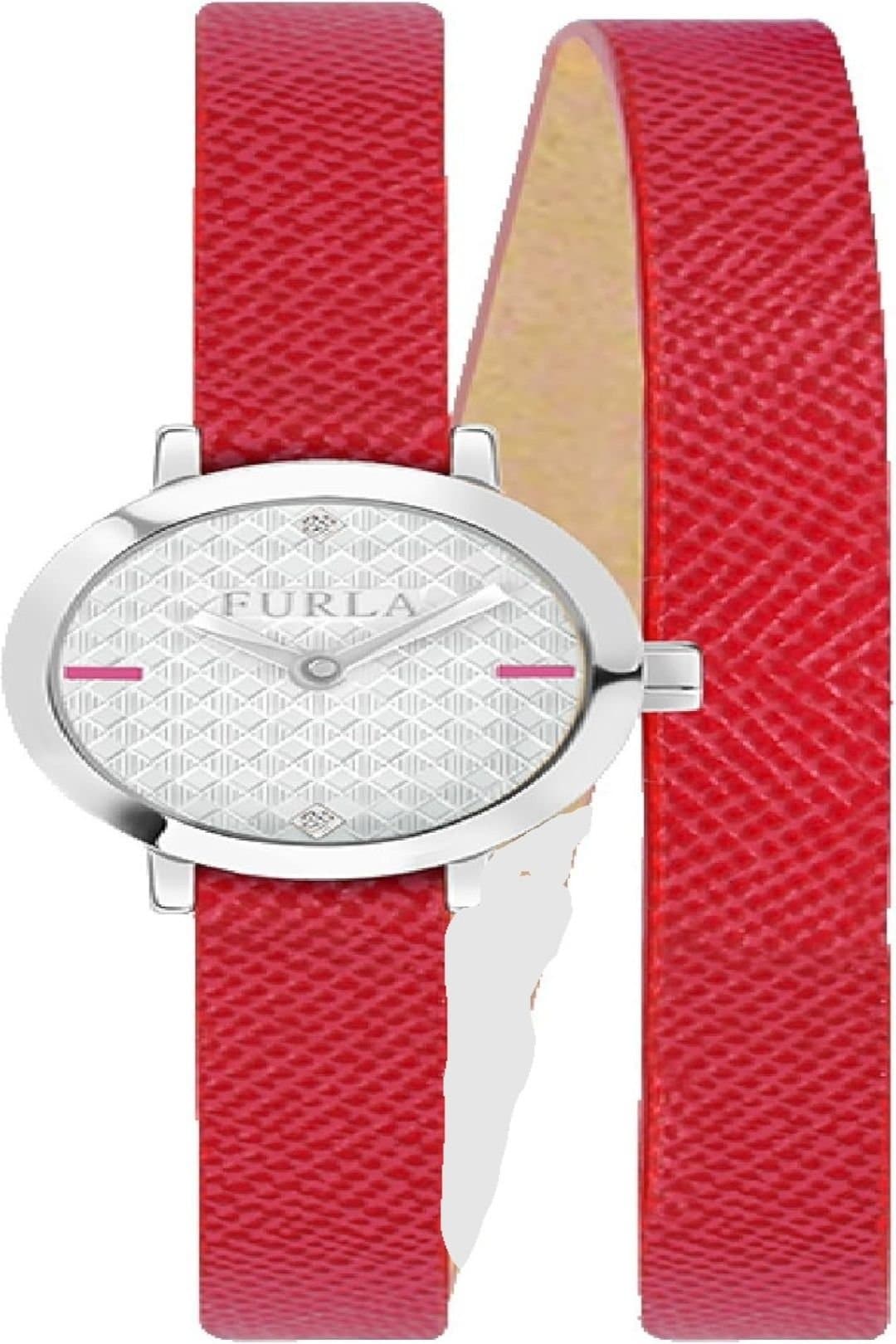 Furla Furla Women's Vittoria Silver Dial 18 mm Calfskin Leather Watch in Red