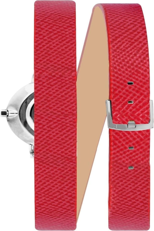 Furla Furla Women's Vittoria Silver Dial 18 mm Calfskin Leather Watch in Red - 2