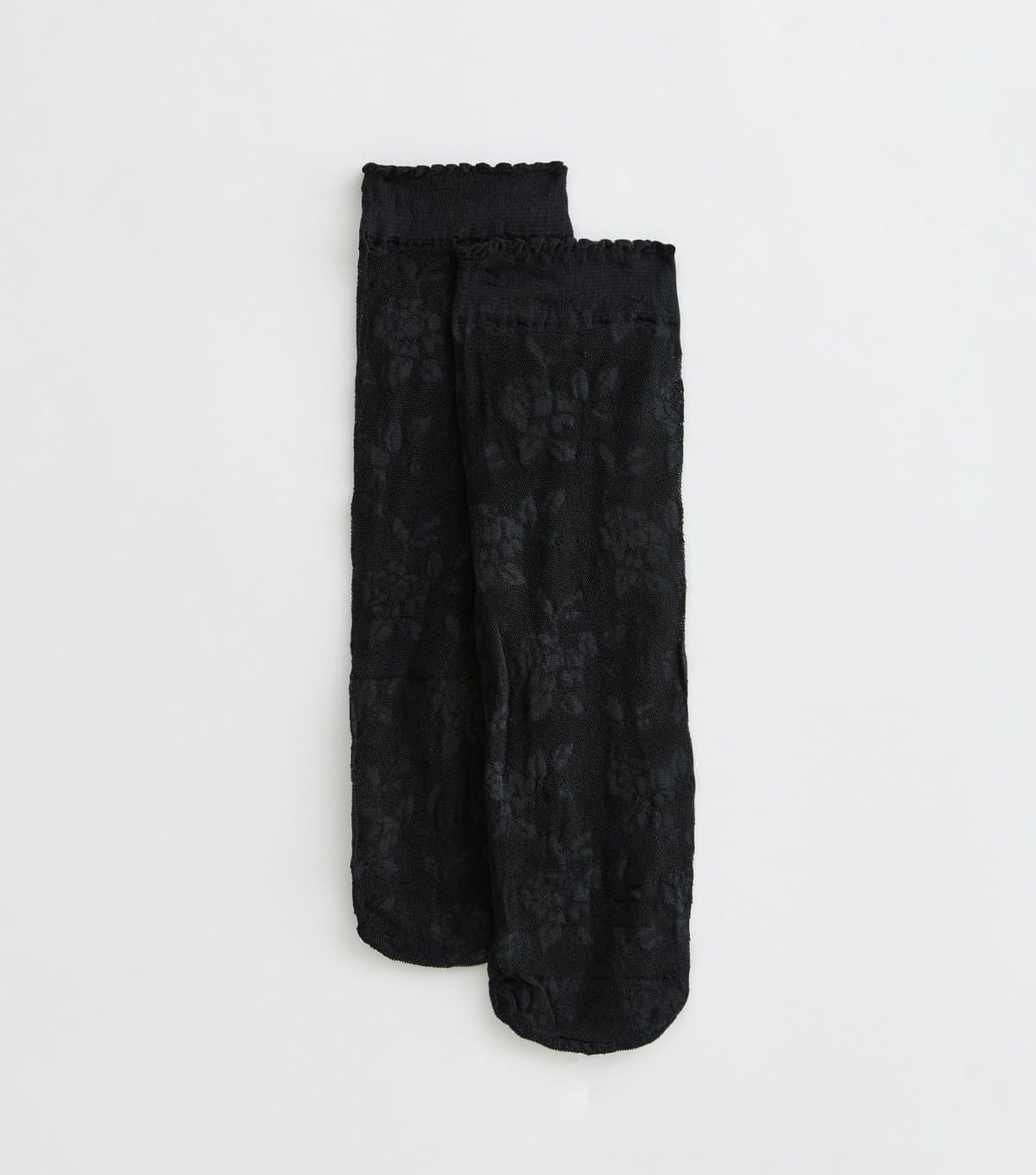 New Look Black Floral Sheer Socks New Look