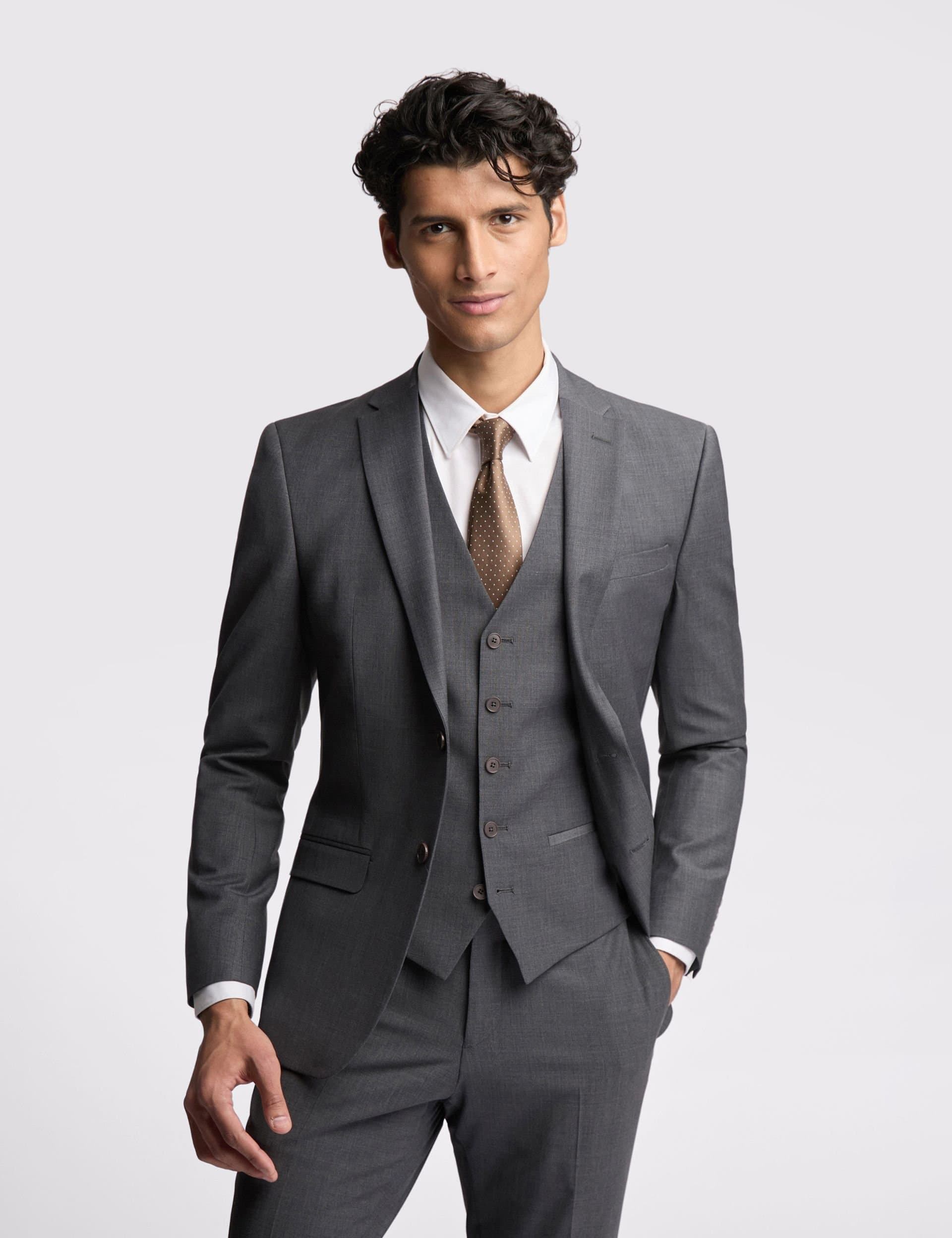 Ted Baker Ted Baker Men's Single Breasted Two Button Slim Fit Suit Jacket in Mid Grey